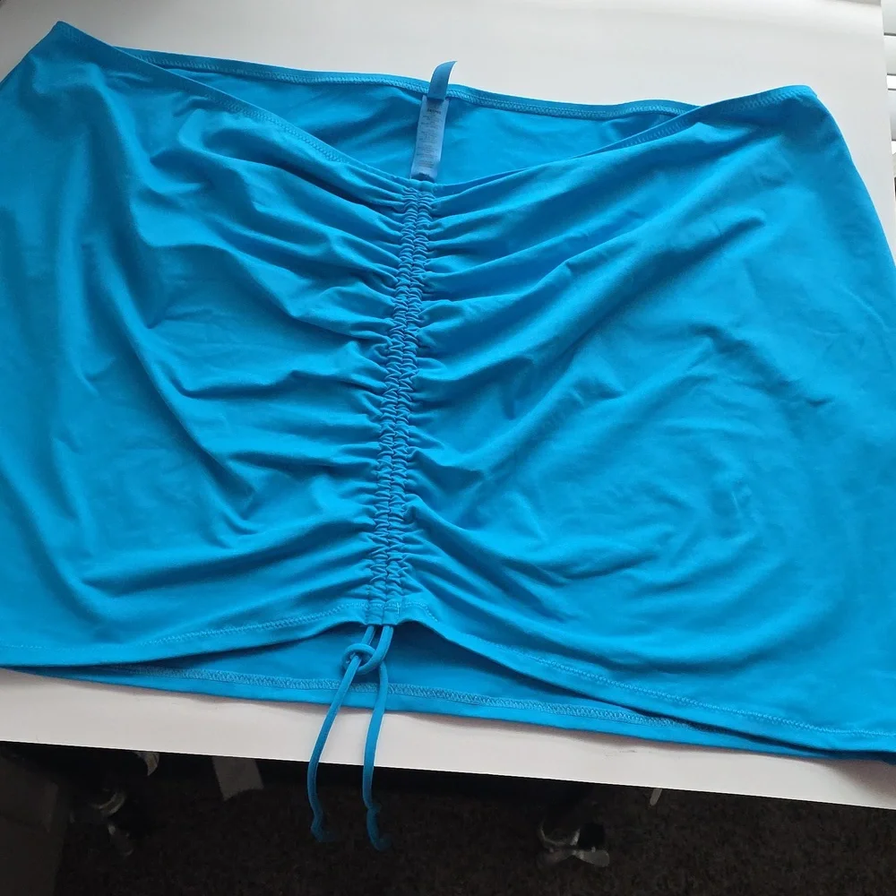 SKIMS Blue Ruched Adjustable Swim Skirt 4X